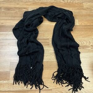 Maurices‎ Black Winter Scarf with Fringe Edges Women's One Size NEw